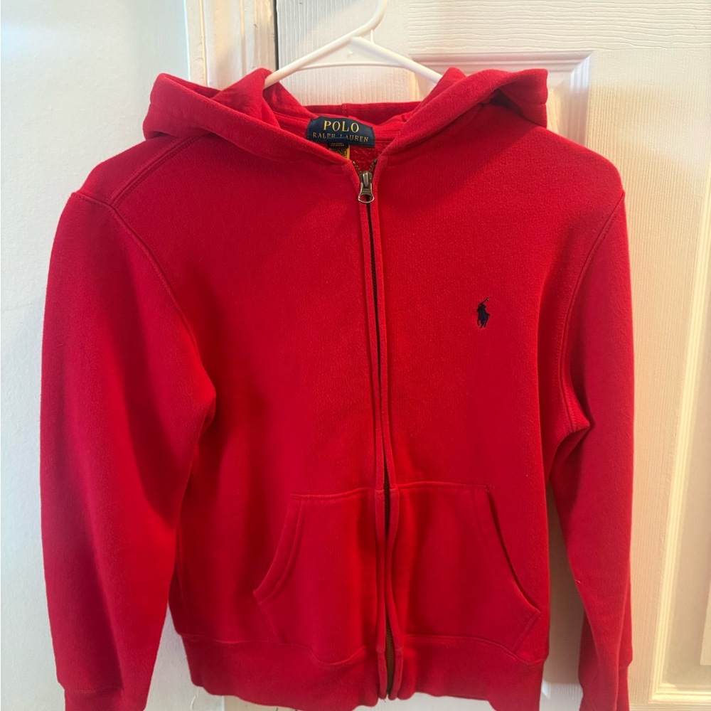 Polo by Ralph Lauren Kids Red Zip-Up Hoodie with Navy Pony